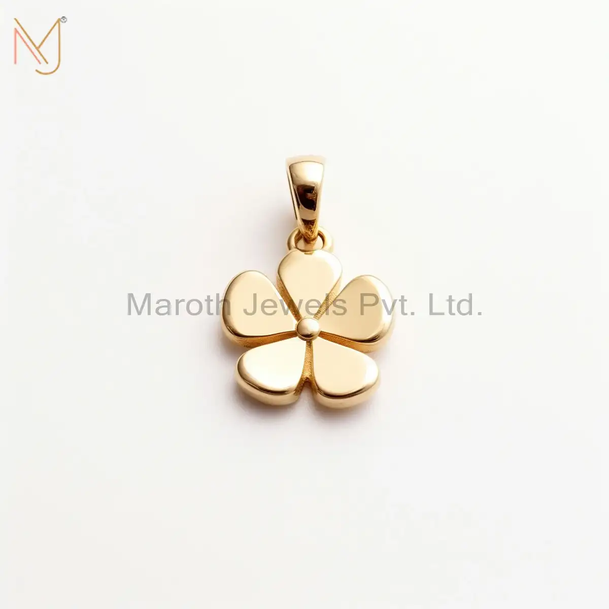 925 Sterling Silver Yellow Gold Plated Clover Design Charm Pendant Jewelry Manufacturer
