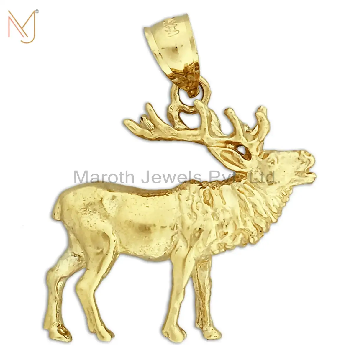 925 Silver Yellow Gold Plated Moose Charm Pendant Jewelry Supplier