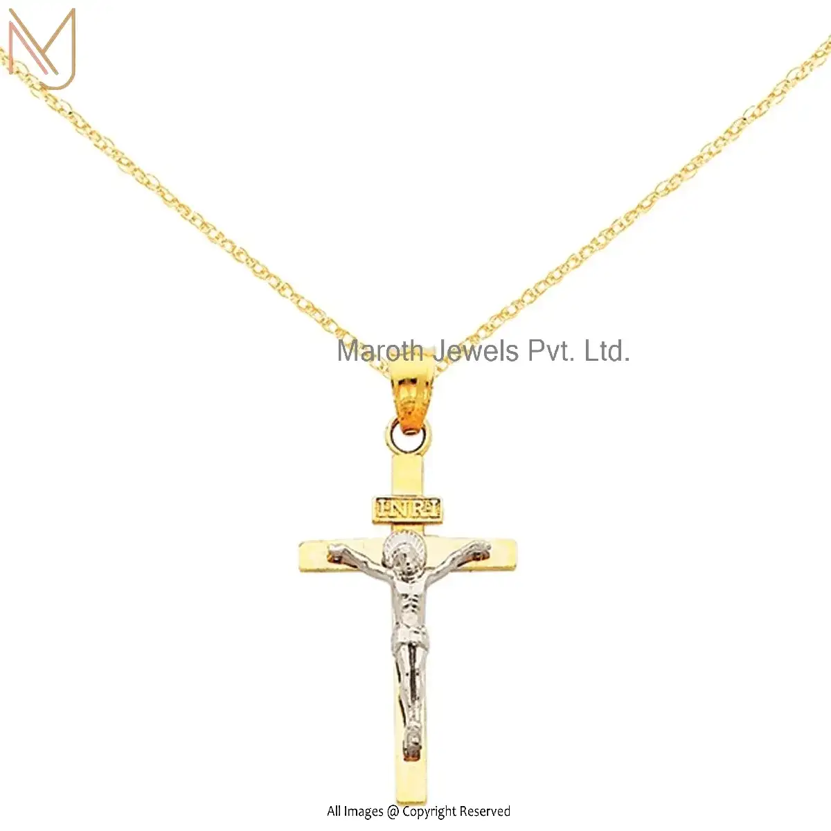 925 Silver Two-Tone Crucifix Pendant Chain Necklace Manufacturer