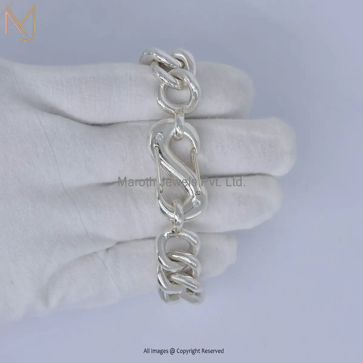 925 Sterling Silver Natural Silver Curb Chain Bracelet With S Lock Manufacturer