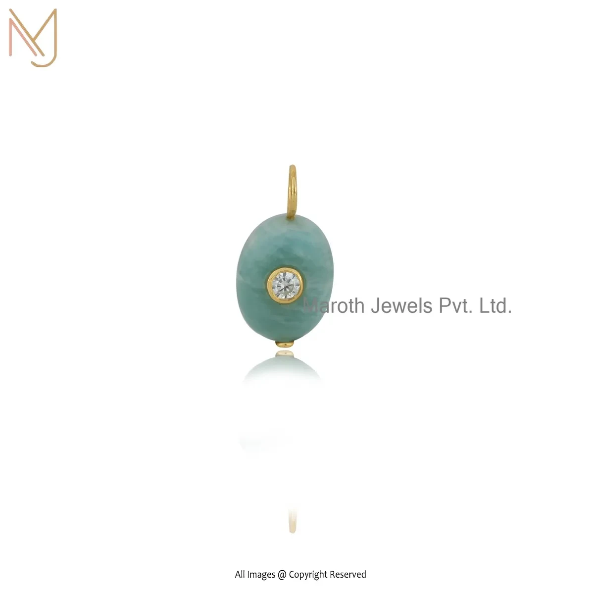 925 Silver Yellow Gold Plated Moissanite & Amazonite Gemstone Pendant Jewelry Supplier