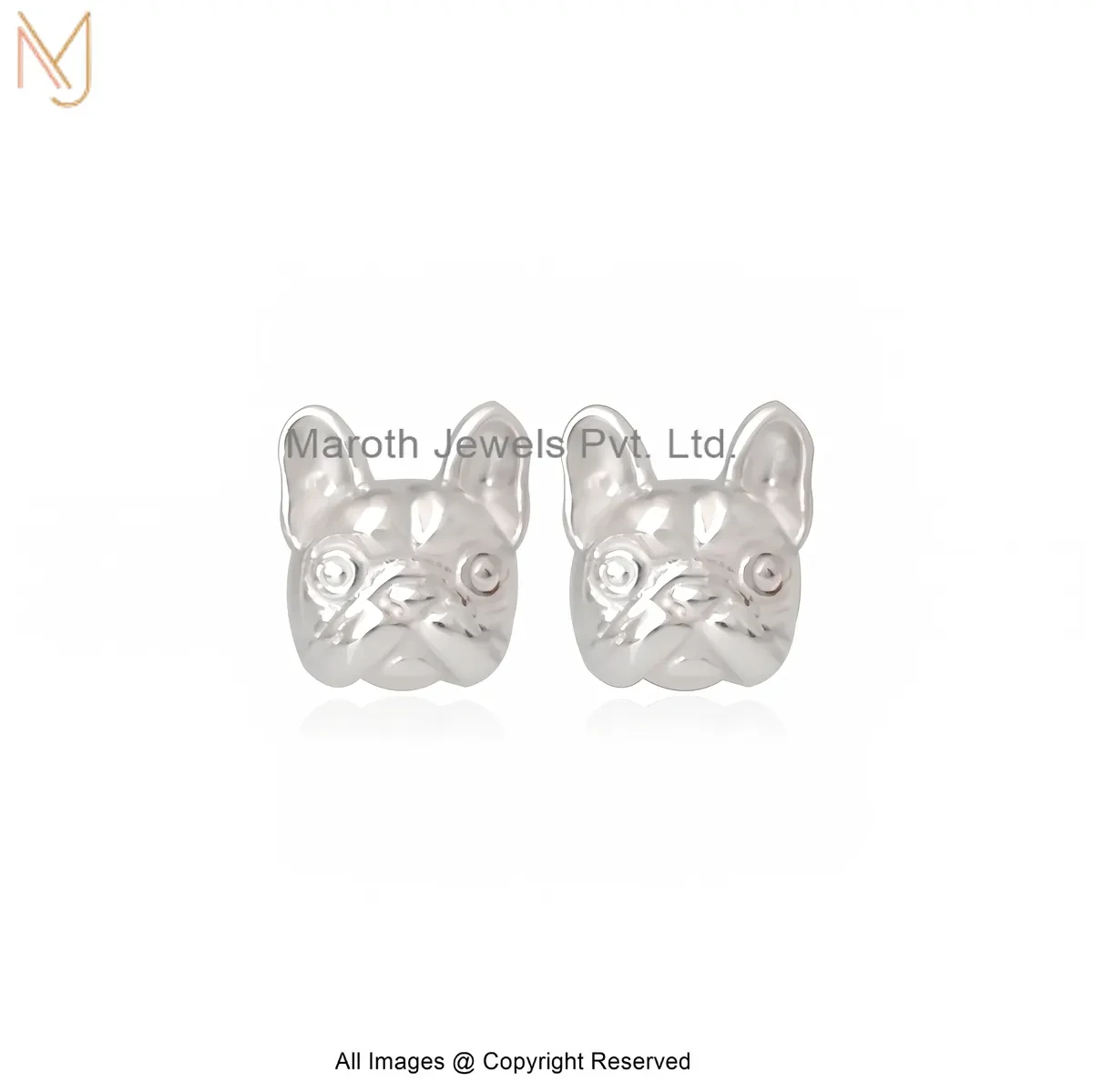 925 Silver Natural Silver Plated Polished Dog Face Stud Earrings Manufacturer