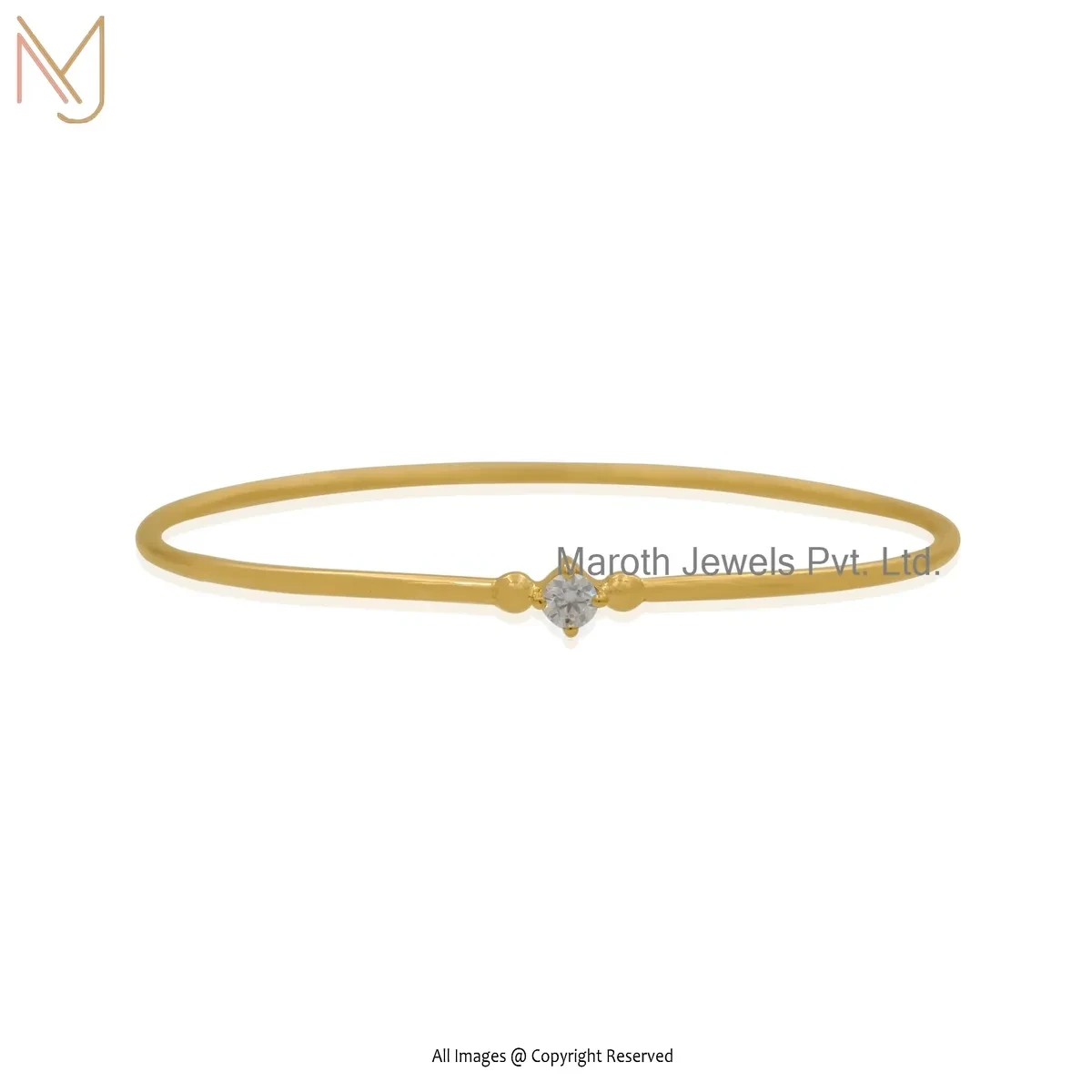 925 Silver Yellow Gold Plated Moissanite Cuff Bangle Jewelry Supplier