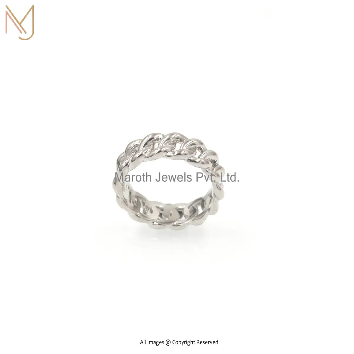 925 Silver White Rhodium plated Cubic Zircon Ring Manufacturer