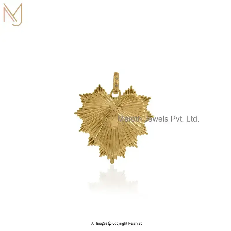 925 Silver Yellow Gold Plated Handmade Gemstone Heart Pendant Custom Jewelry