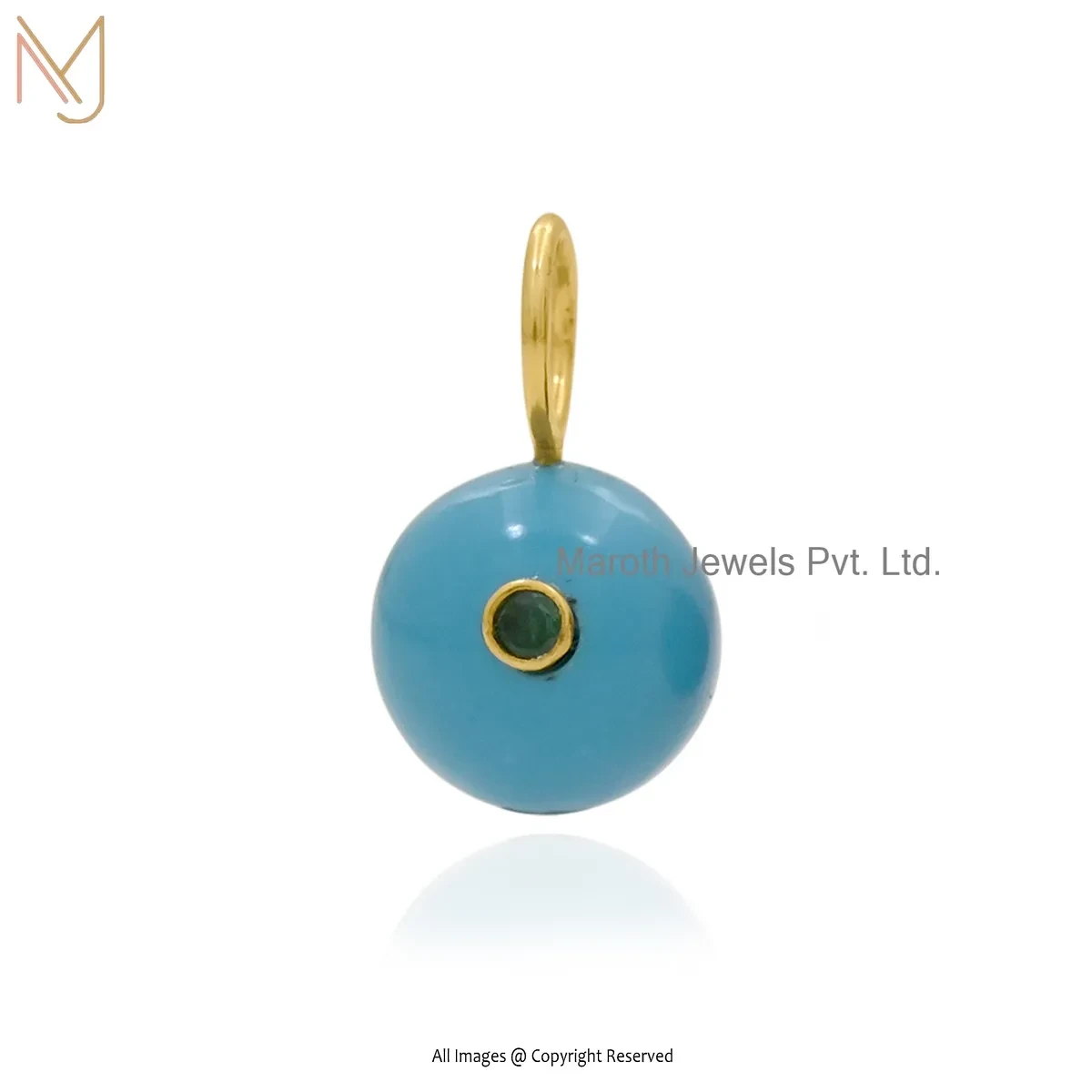 925 Silver Yellow Gold Plated Cubic Zircon & Rose Quartz Ball Pendant Manufacturer