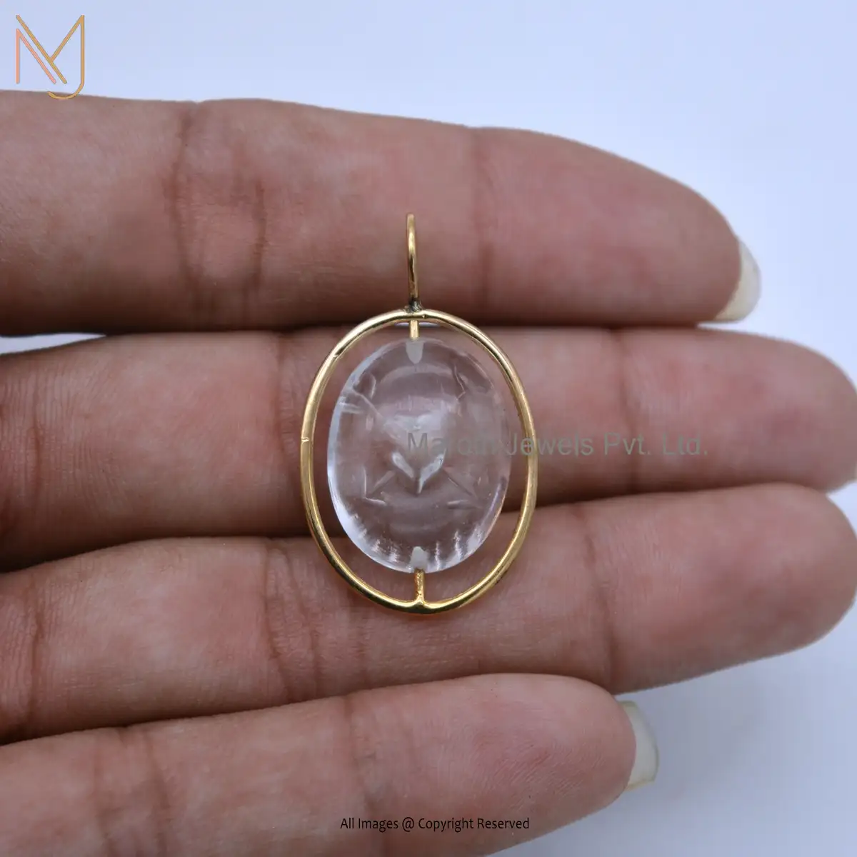 Wholesale 14K Yellow Gold Crystal Quartz Pendant Jewelry