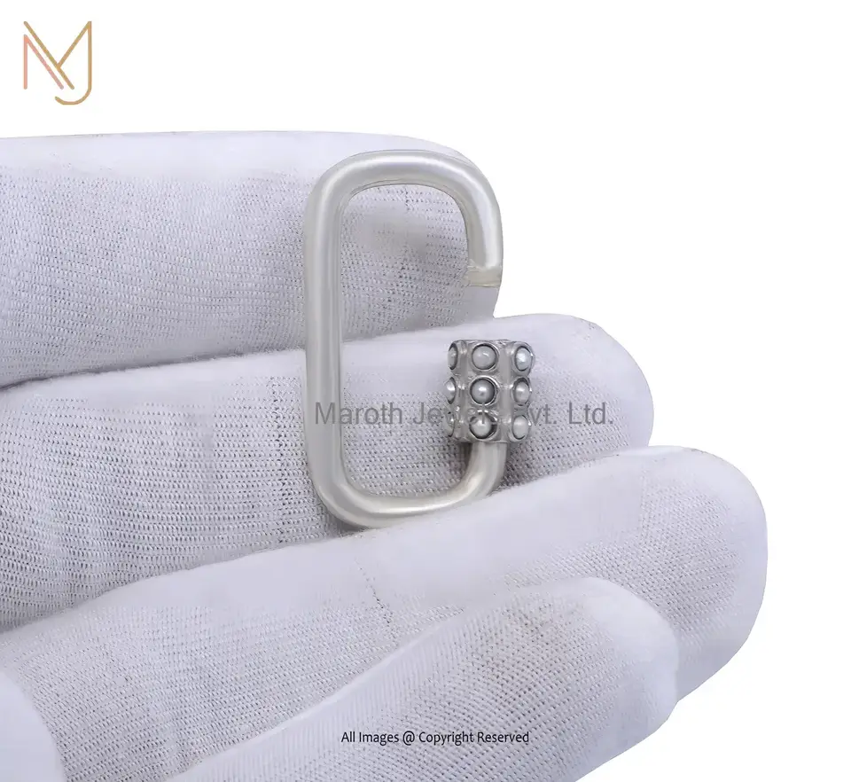 925 Silver Natural Silver Plated Pearl Carabiner Lock Jewelry Supplier