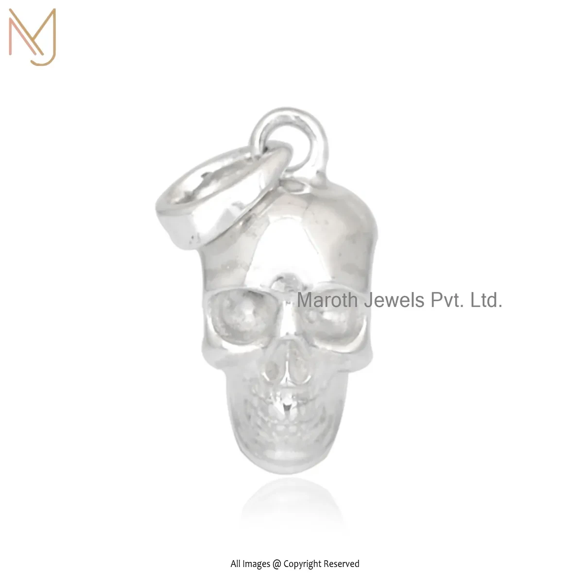 925 Silver Yelllow Gold Plated Skull Charm Pendant Manufacturer