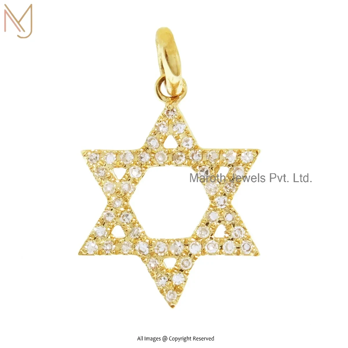 Wholesale 14K Soild Yellow Gold Pave Diamond Star Pendant Jewelry