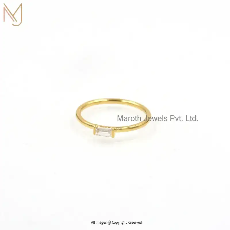 925 Sterling Silver Yellow Gold Plated Moissanite Engagement Ring Custom Jewelry