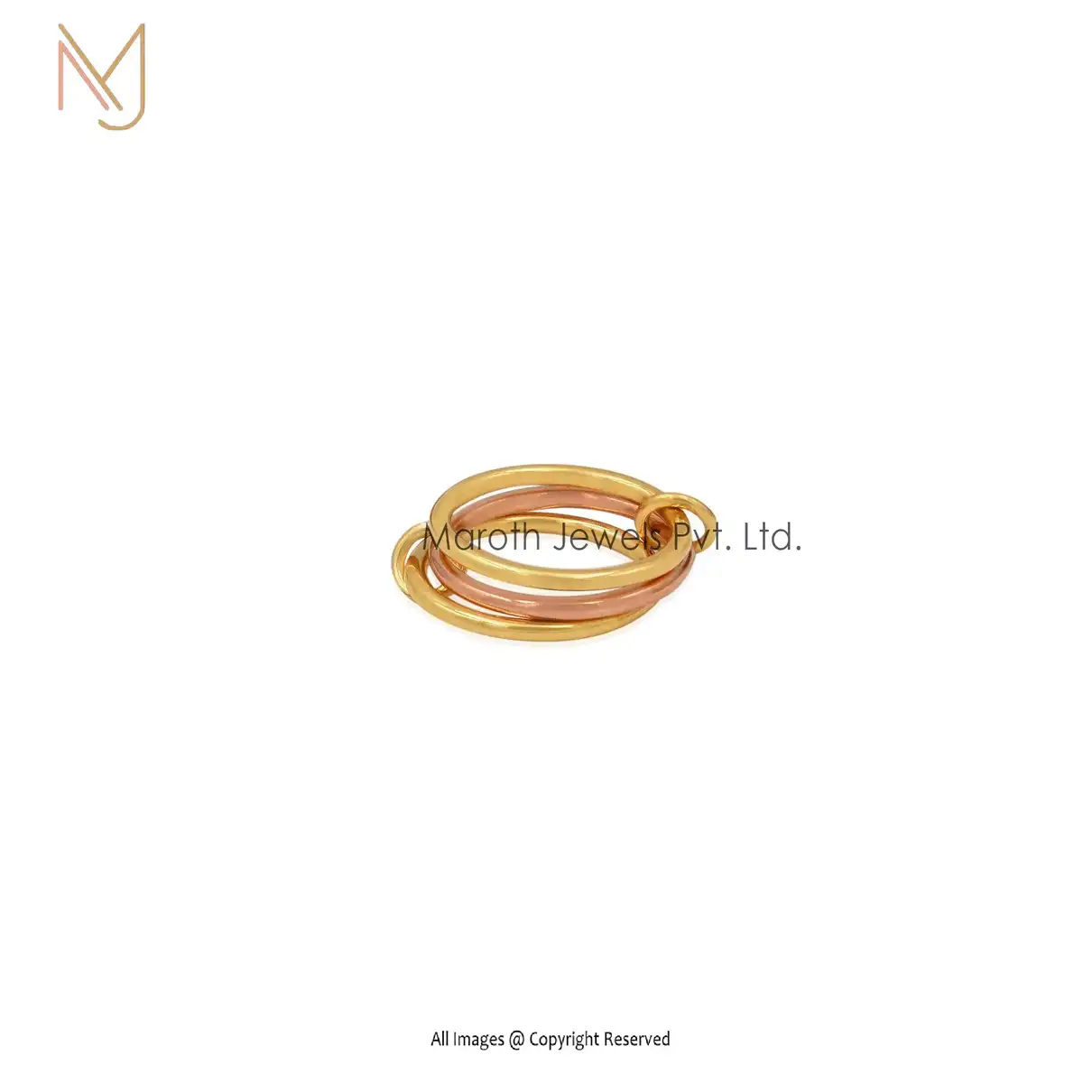 14K Yellow Gold Connected Band Ring Manufacturer