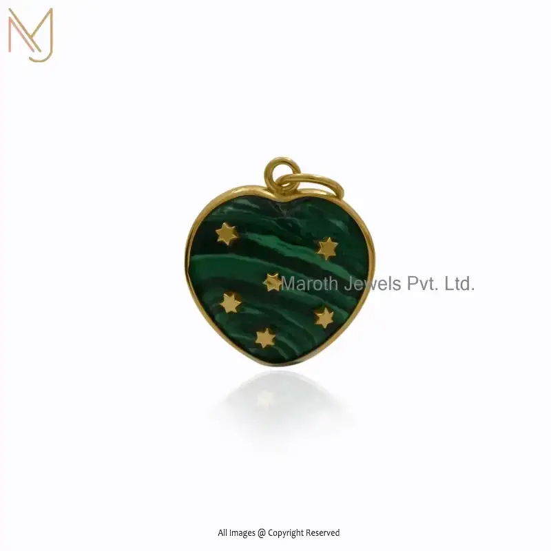 14K Yellow Gold Rose Quartz Gemstone Heart Pendant Manufacturer