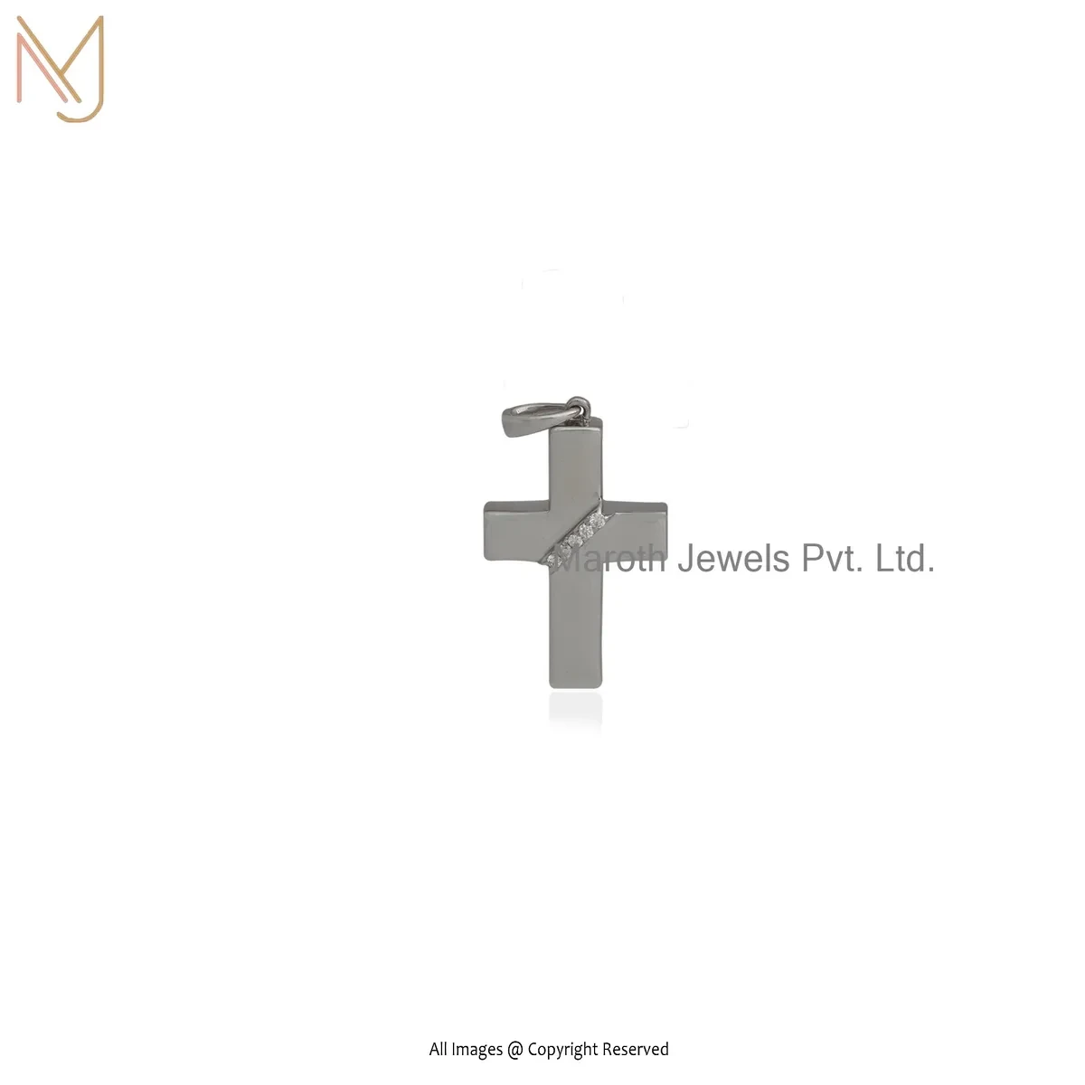 925 Silver Yellow Gold Plated Moissanite Cross Pendant Jewelry Supplier