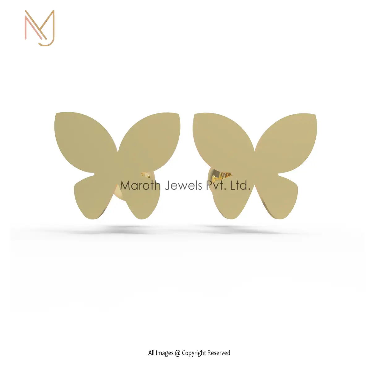 925 Silver Yellow Gold Plated Butterfly Earring Jewelry Manufacturer