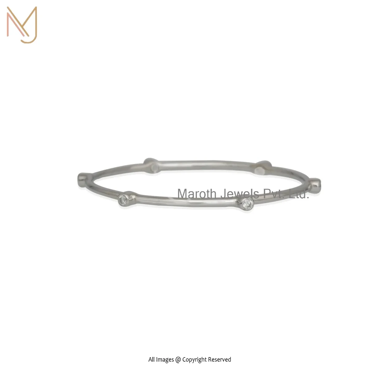 14K White Gold Diamond & Moissanite Bangle Jewelry Supplier