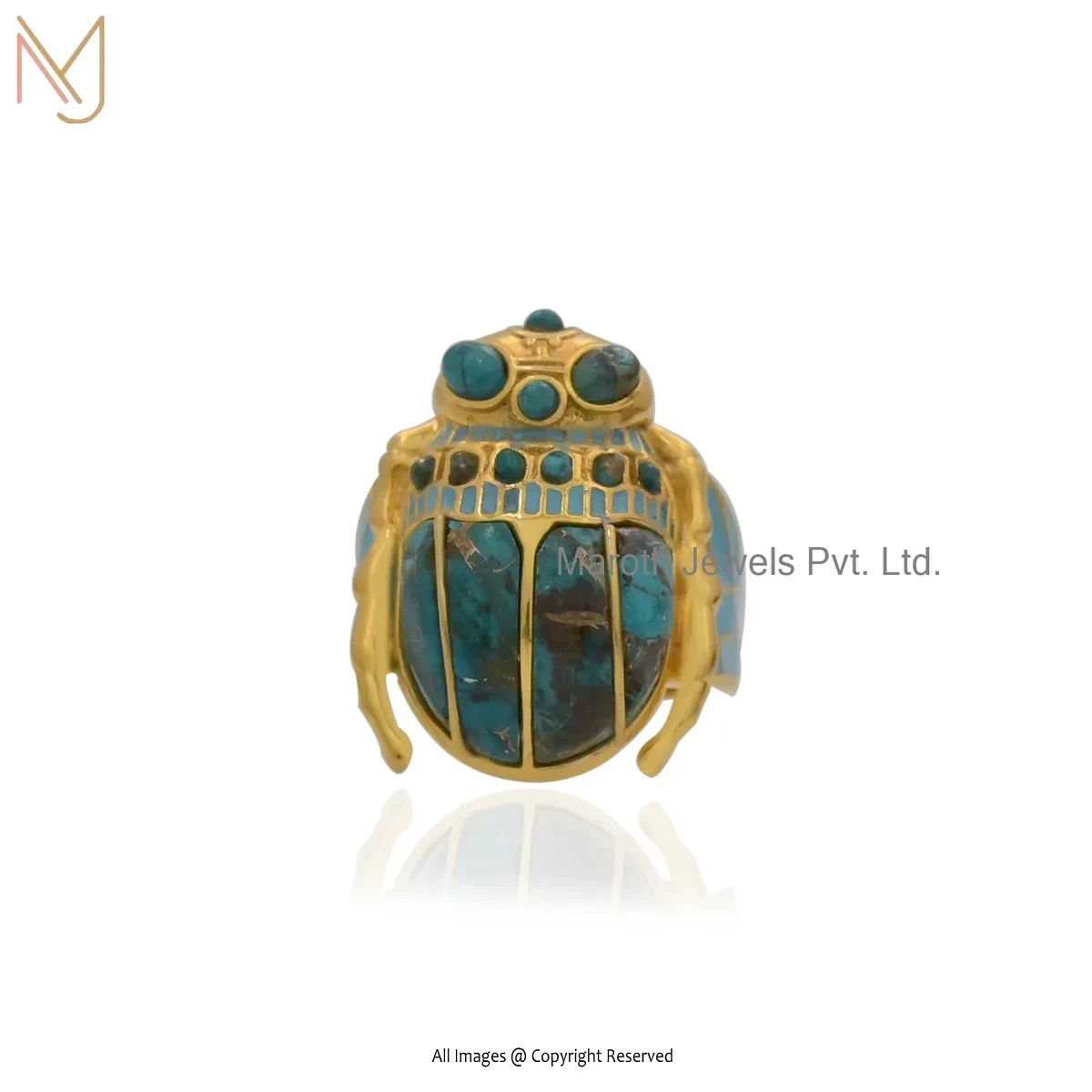 14K Yellow Gold Lapiz Lazuli Scarab Ring Jewelry Supplier