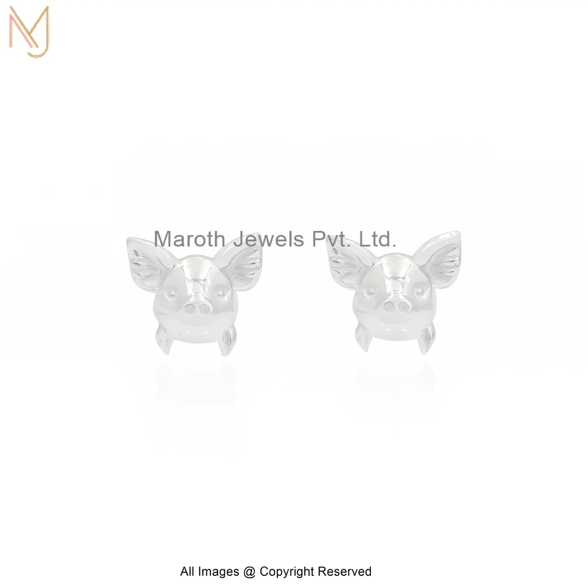 925 Silver Natural Silver Plated Pig Head Stud Earring Jewelry Supplier