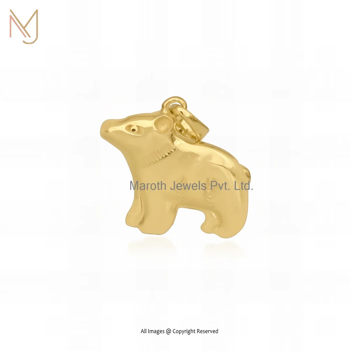 925 Silver Yellow Gold Plated Bear Charm Pendant Jewelry Supplier