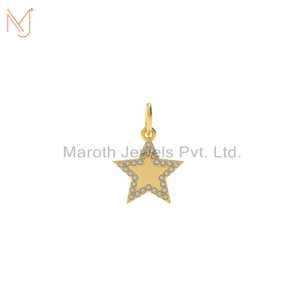 14K Yellow Gold Diamond Star Pendant Jewelry Supplier