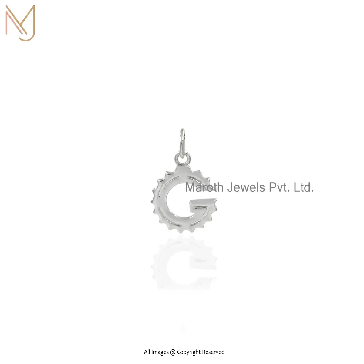 14K White Gold Alphabet Letter Pendant Custom Jewelry