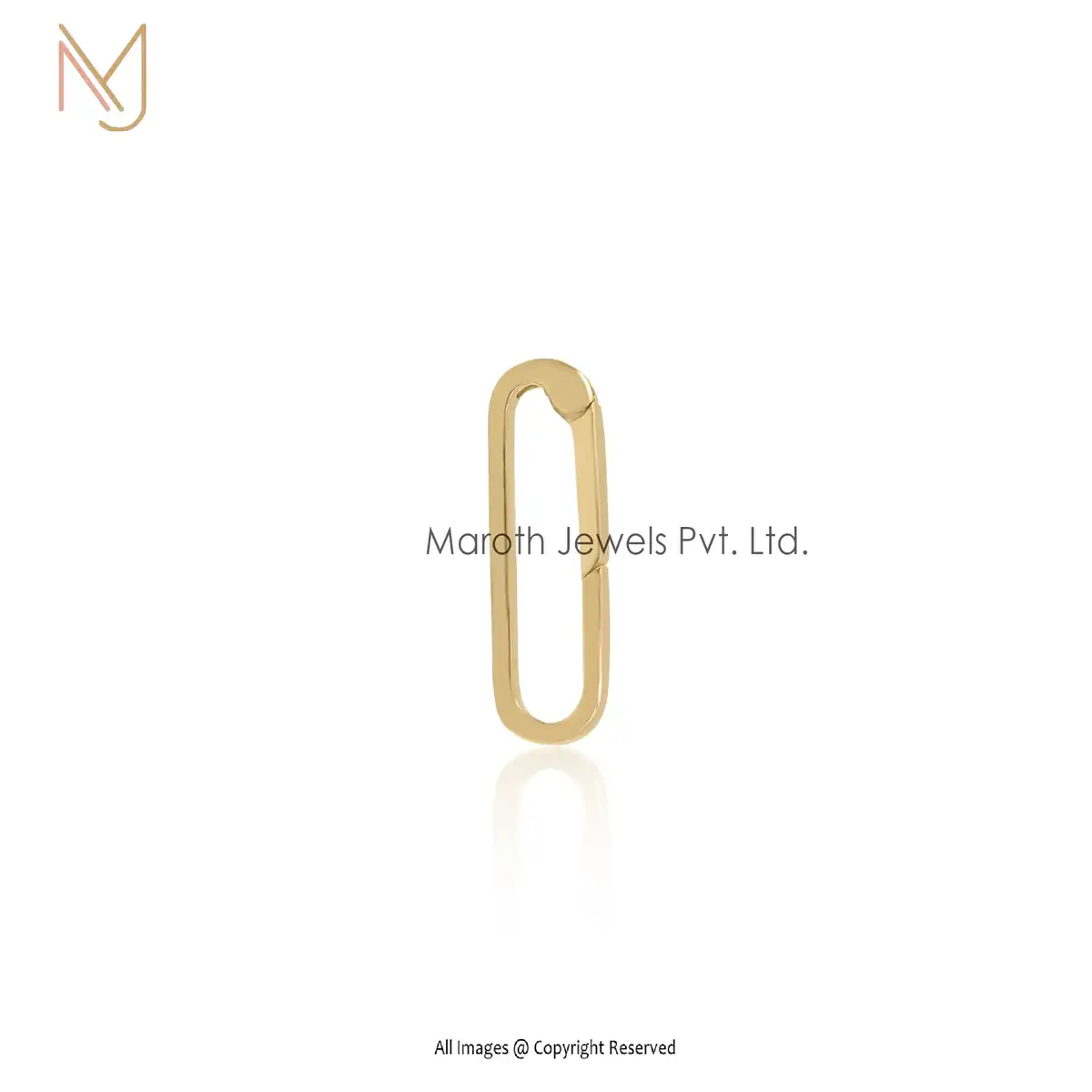 14K Yellow Gold Elongated Spring Clasp Same Dimensions As The Long Charm Lock Without Jump Ring USA