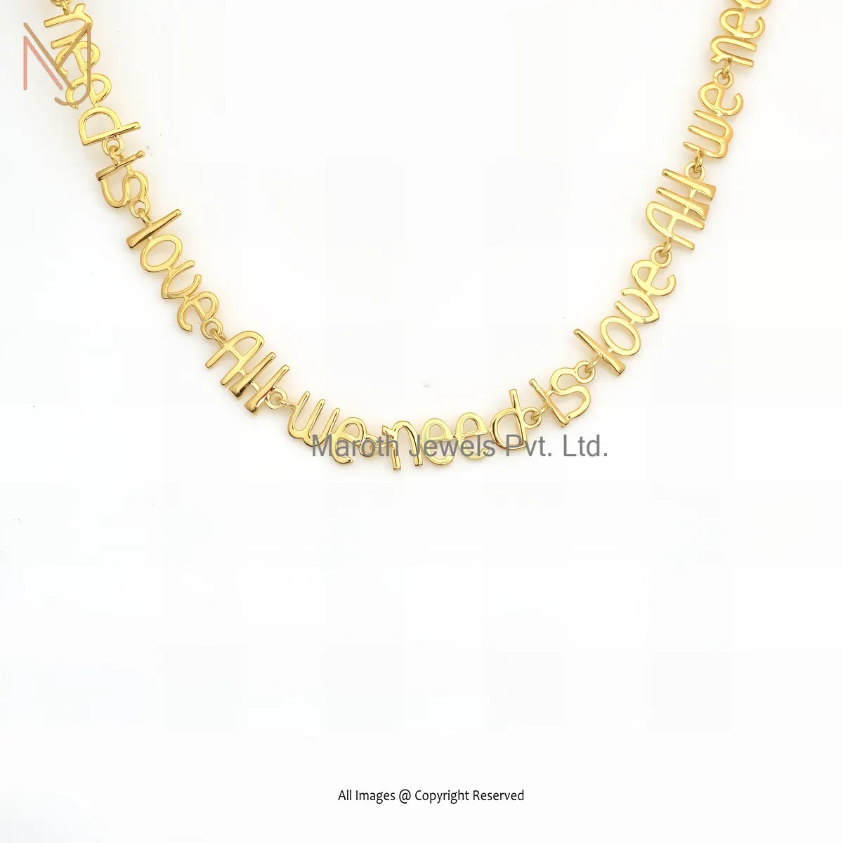 Private Lable 14K Yellow Gold Minimalist Alphabet Letter Charm Chain Necklace Jewelry