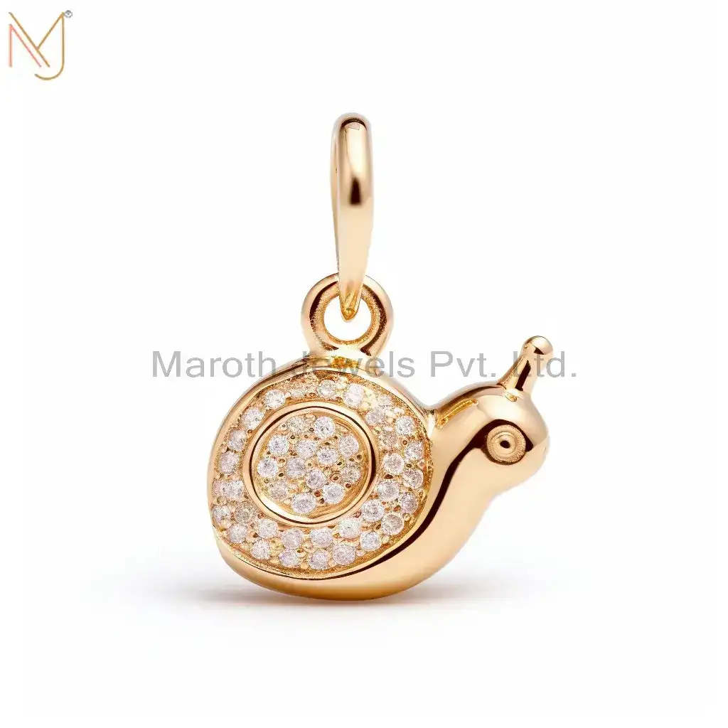 925 Silver Yellow Gold Moissanite Snail Charm Pendant Jewelry Supplier