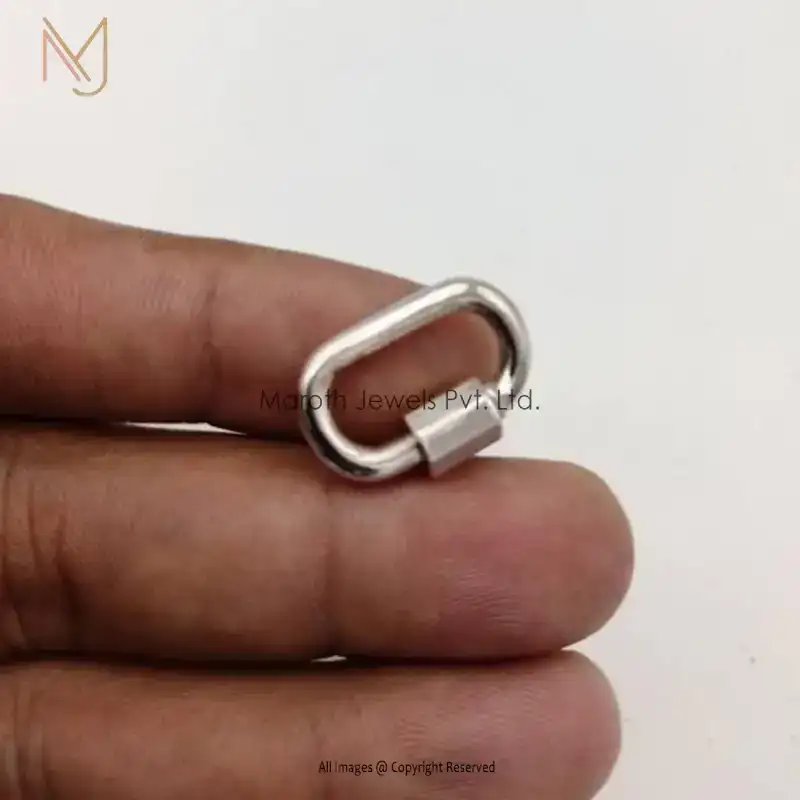 Private Label 14k Gold Plain White Gold Vermeil Carabiner Lock Finding Jewelry