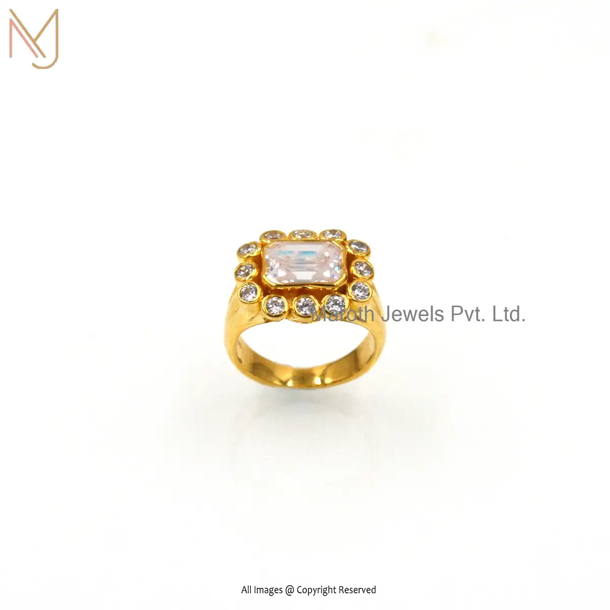 Private Label 925 Silver Yellow Gold Moissanite Ring