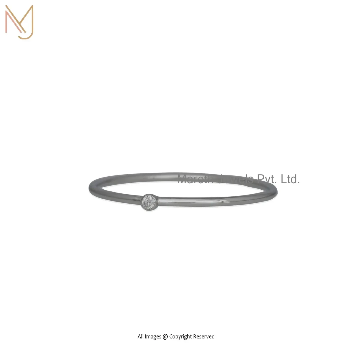 Private Lable 925 Silver White Gold Plated White Topaz & Diamond Round DIsc Bangle