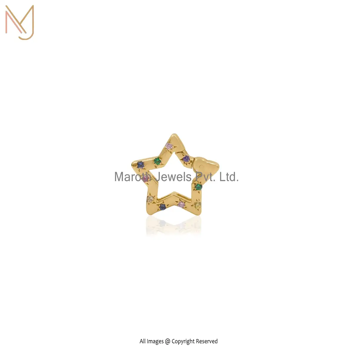 14k Yellow Gold Multi Gemstone Star Enhancer Lock Manufacturer