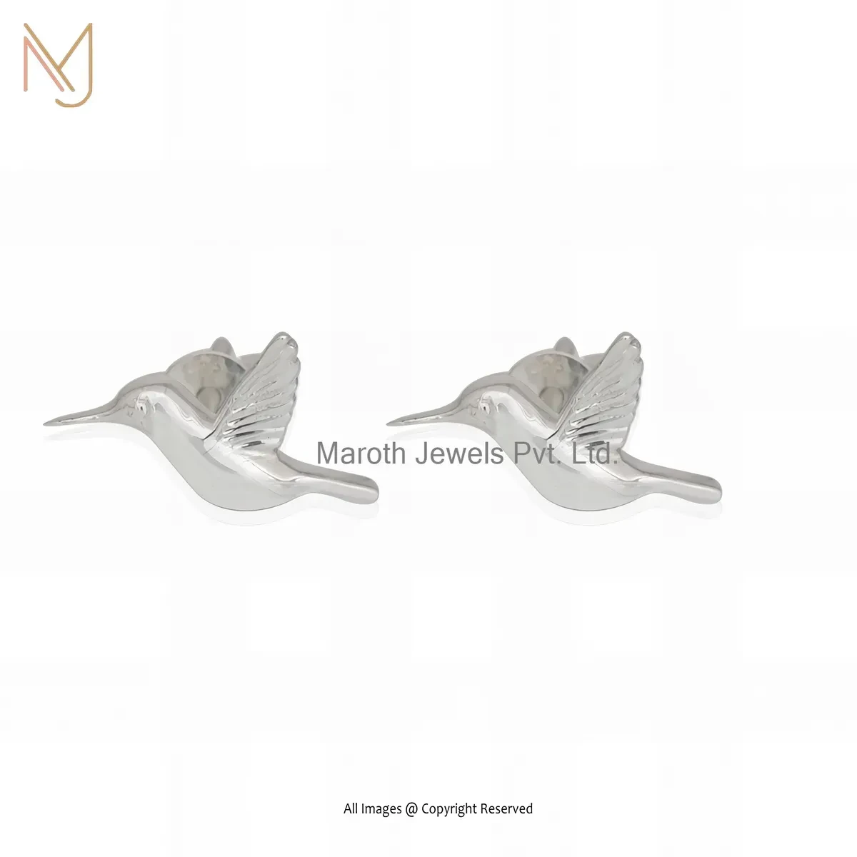 925 Silver Yellow Gold Plated Hummingbird Stud Earrings Jewelry Supplier