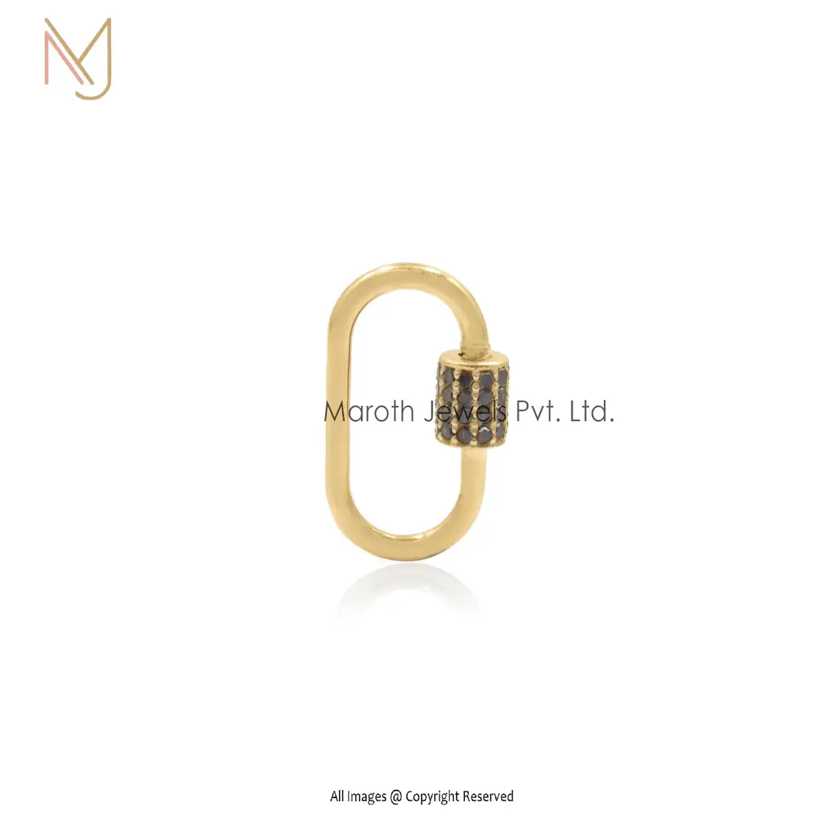 Private Label 925 Silver Gold Vermeil Black Diamond Carabiner Lock