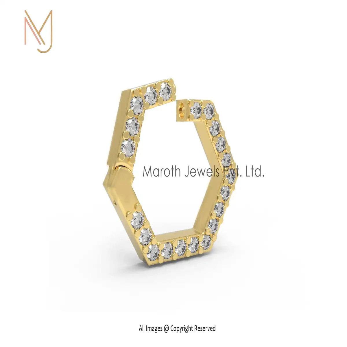 925 Silver Turquoise Hexagon Charm Holder Jewelry Supplier