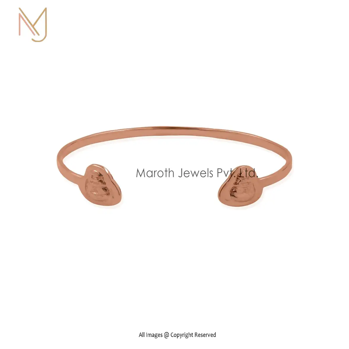 14K White Gold Buddha Bangle Custom Jewelry