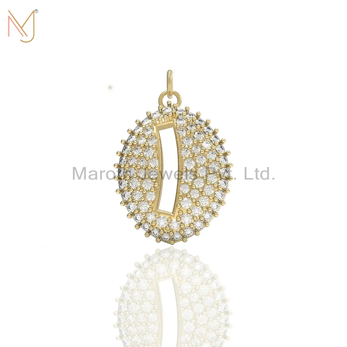 14K Soild Yellow Gold Pave Diamond Pendant Custom Jewelry
