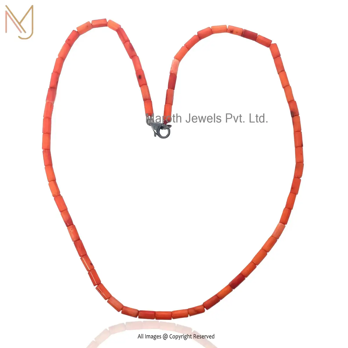 925 Silver Rhodium Red Coral Beads Chain Jewelry Manufacturer
