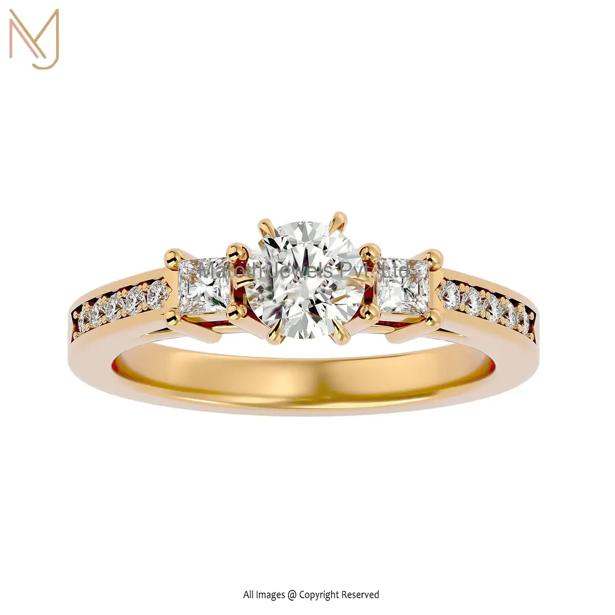 925 Silver Yellow Gold Plated Moissanite Ring Jewelry Supplier