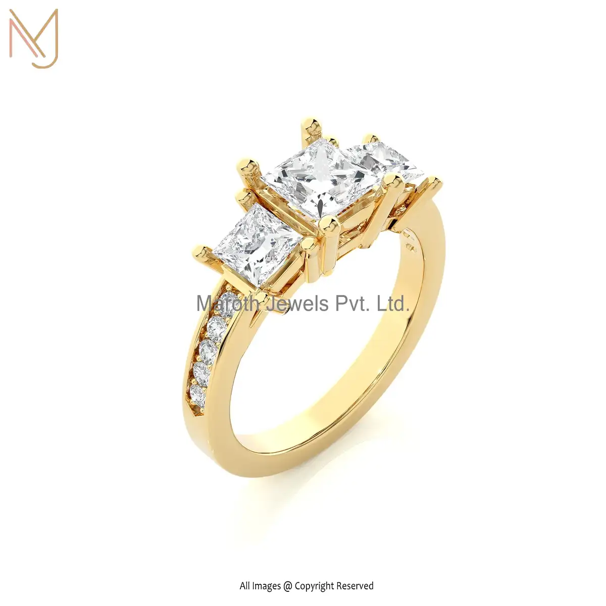 Wholesale 14K Yellow Gold Moissanite Diamond Round Ring Jewelry