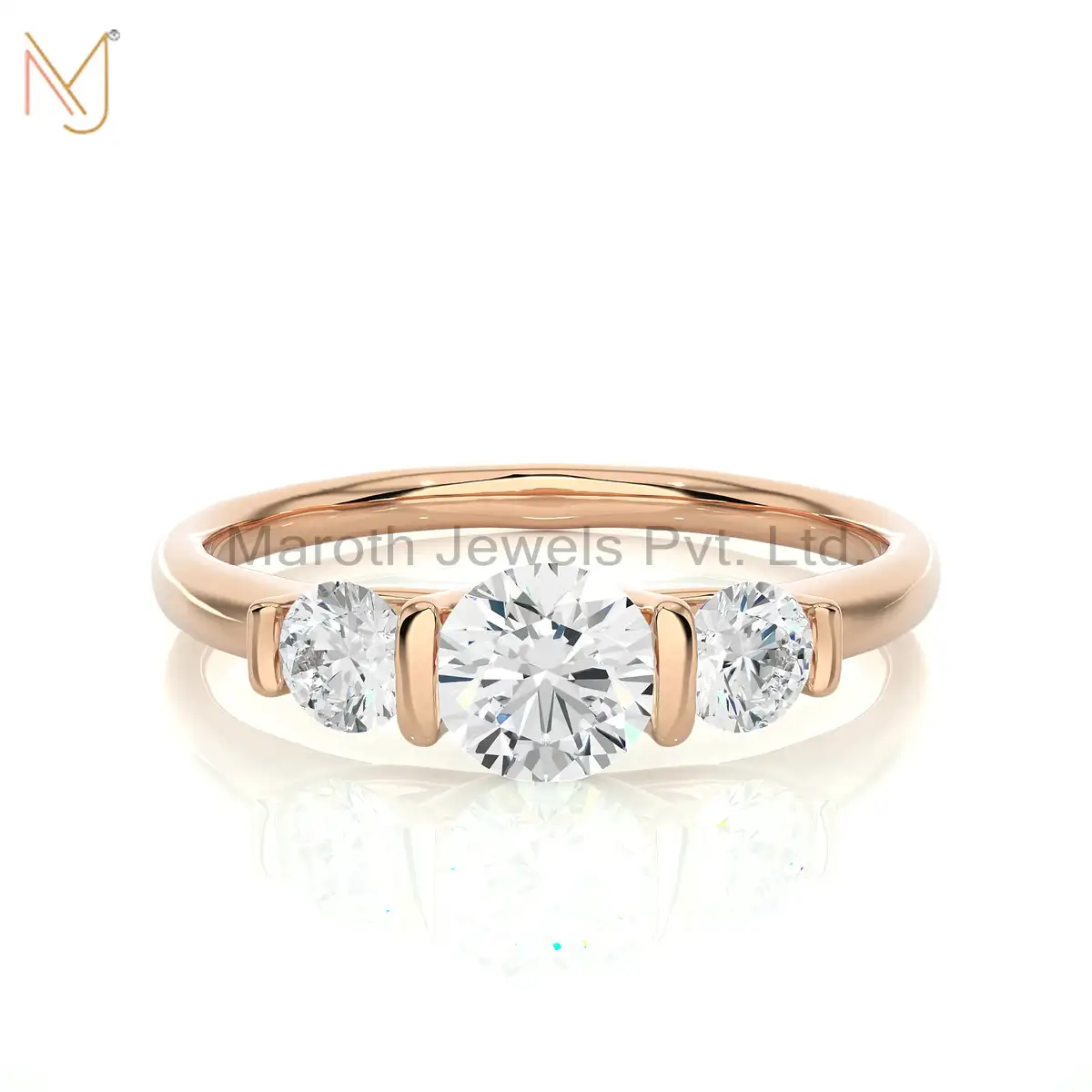 Private Lable 14K Yellow Gold Moissanite Round Ring Jewelry