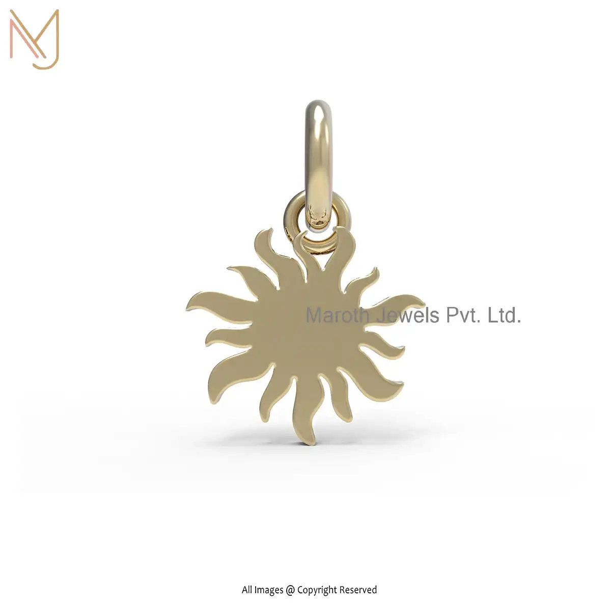 Private Lable 14K Soild Yellow Gold Starburst Charm Pendant Jewelry