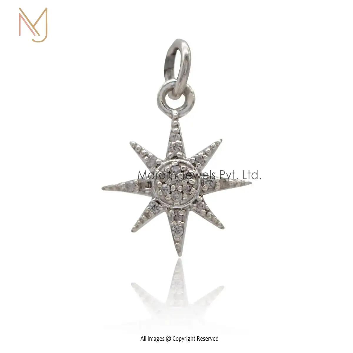 925 Silver Natural Silver Diamond Starburst Pendant Jewelry Manufacturer