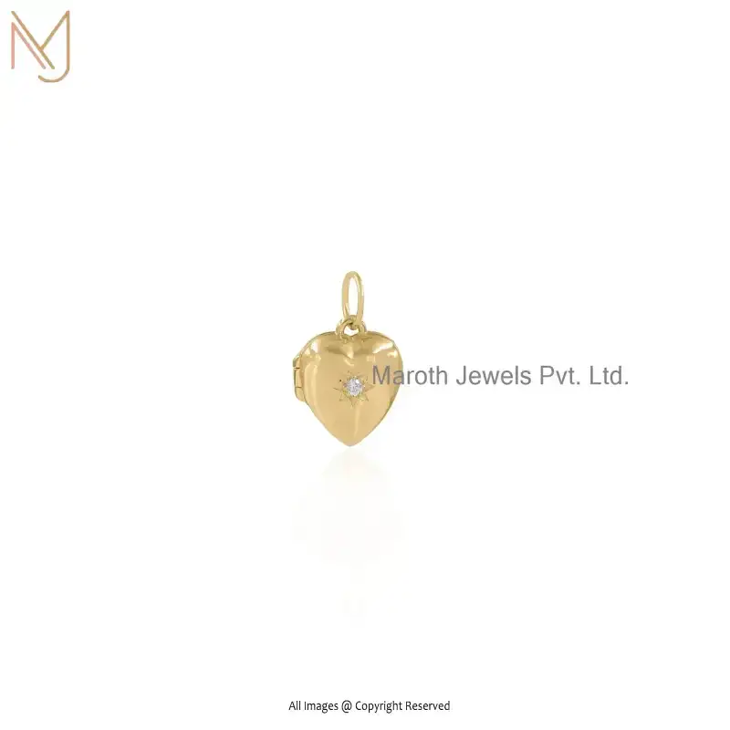 14K Yellow Gold Cubic Zircon Heart Gemstone Pendant Custom Jewelry