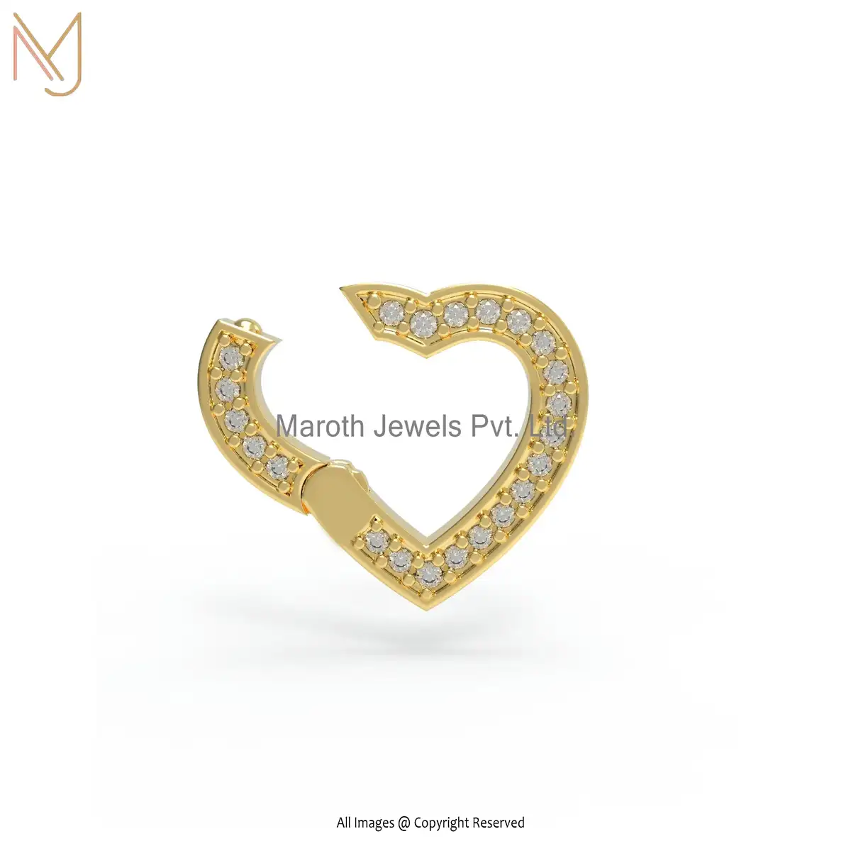 Wholesale 14K Yellow Gold Diamond Heart Enhancer Charm Holder