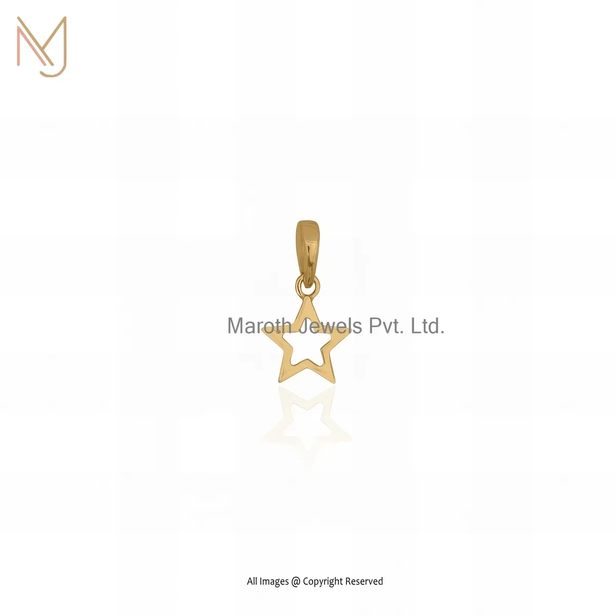 14K Yellow Gold Star Charm Pendant Custom Jewelry