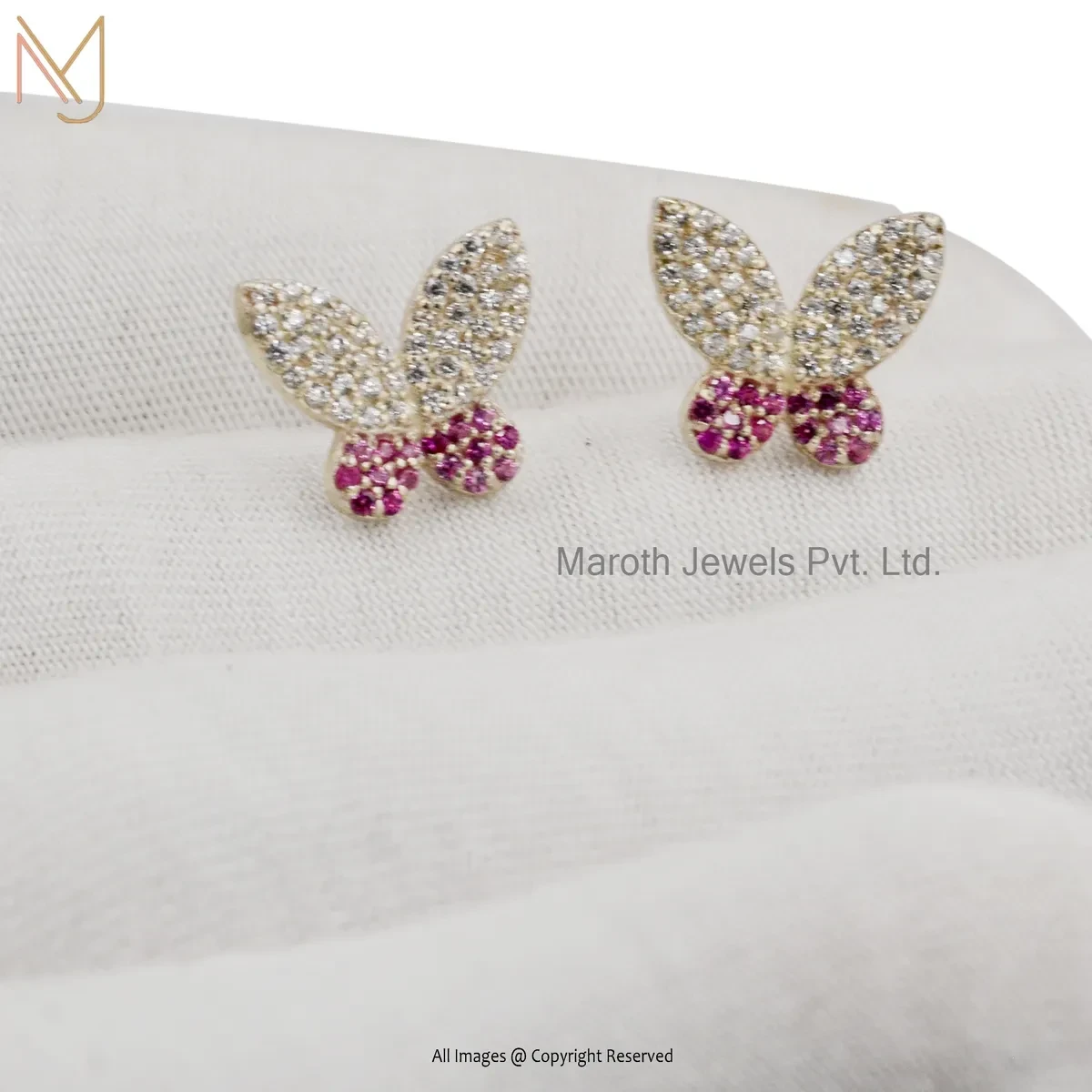925 Silver Natural Silver Plated Cubic Zircon Butterfly Stud Earring Manufacturer