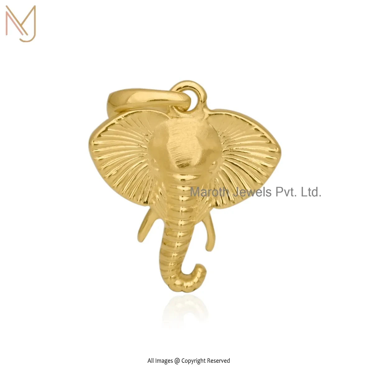 14K Yellow Gold Elephant Head Charm Pendant Manufacturer