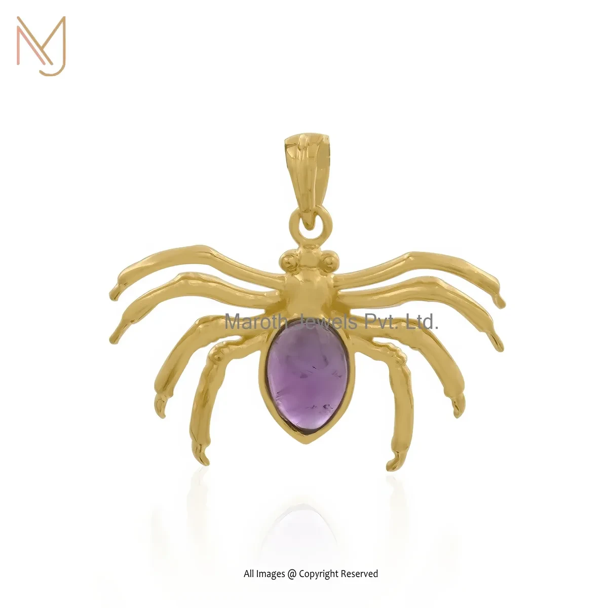 14K Yellow Gold Amethyst Spider Pendant Jewelry Supplier
