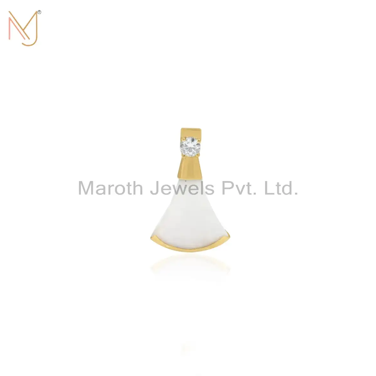 925 Silver Yellow Gold Plated Moonstone & Cubic Zircon Pendant Jewelry Supplier